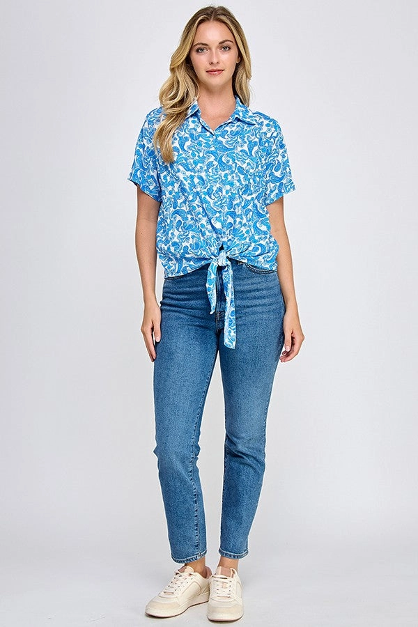 Sharp Edge PAISLEY FLORAL PRINT SHORT SLEEVE SHIRT