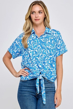 Weatherproof Outerwear PAISLEY FLORAL PRINT SHORT SLEEVE SHIRT