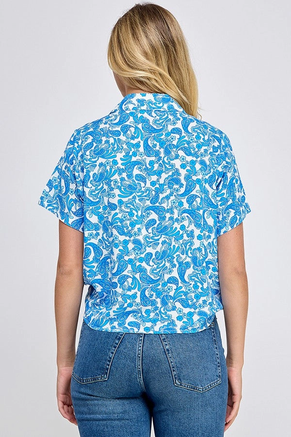 PAISLEY FLORAL PRINT SHORT SLEEVE SHIRT Farm Glow