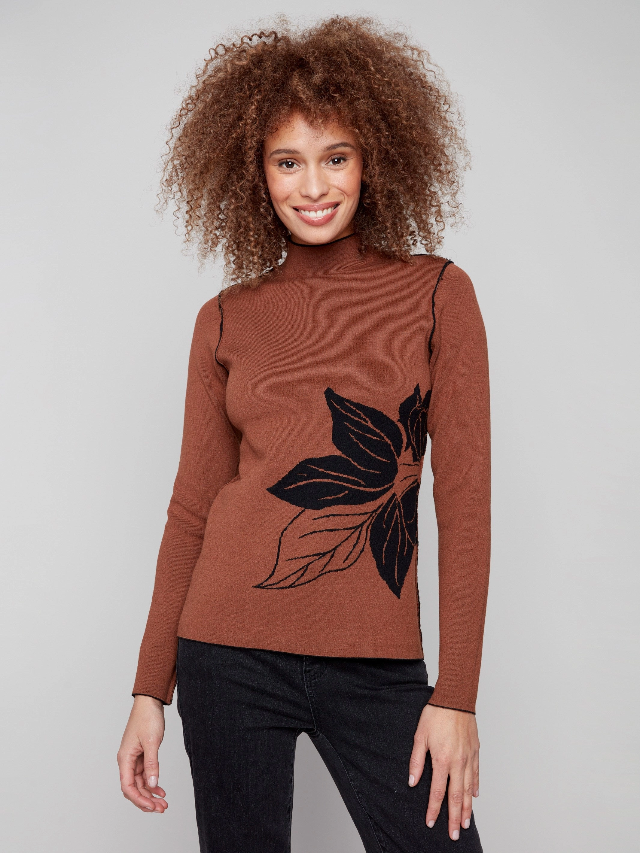 Reversible Mock Neck Sweater - Cacao Loose Fit