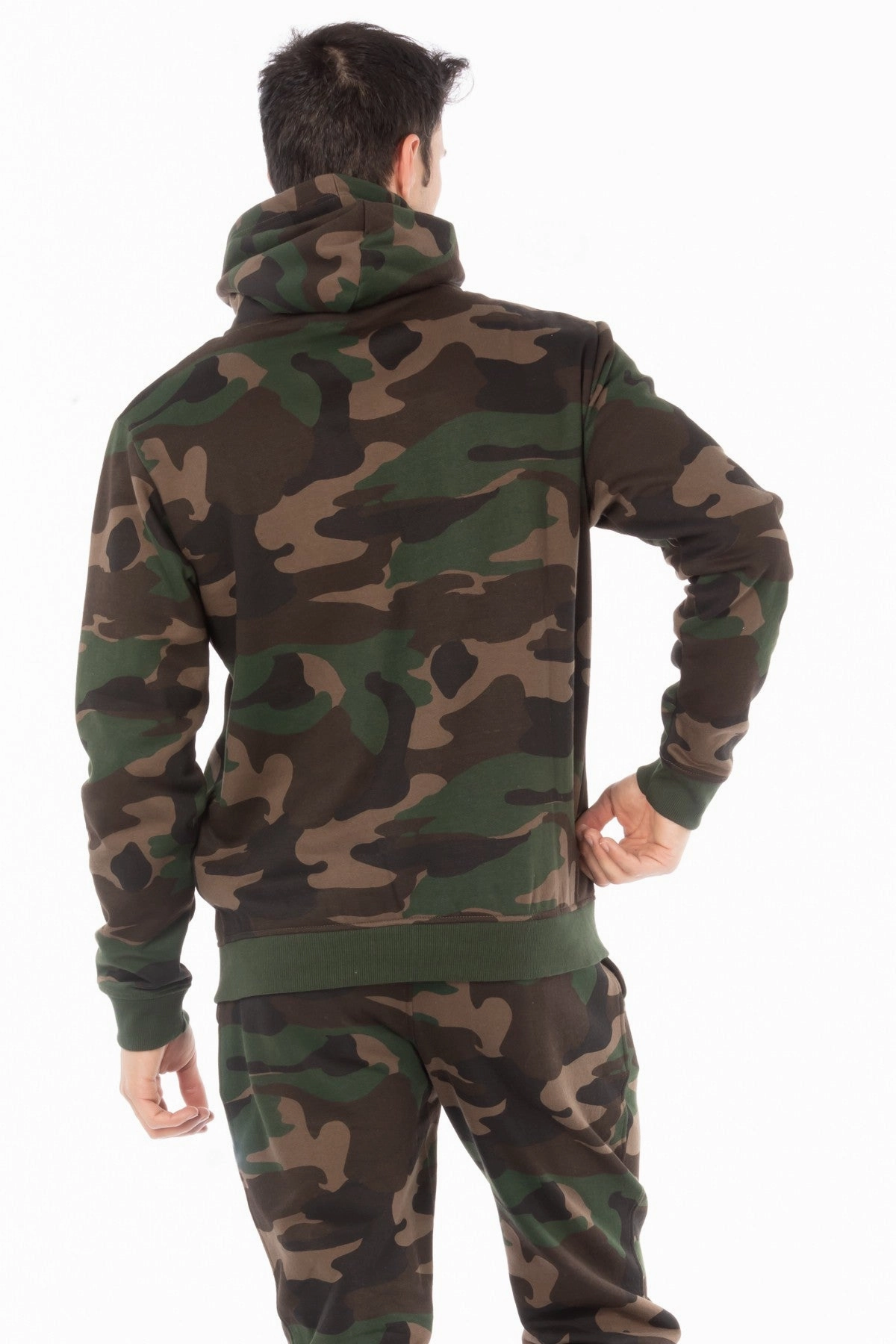 TwoToneEffect Double Layered Fabric CAMO ZIP HOODIE