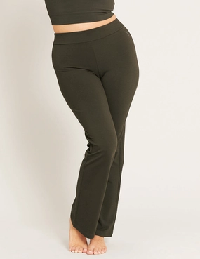 High Waist Flare Pants - Dark Olive Luxury Core