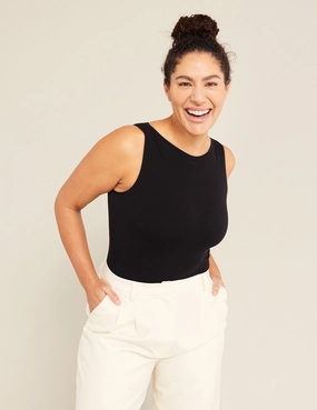 AdjustableStraps Ribbed Boat Neck Bodysuit - Black