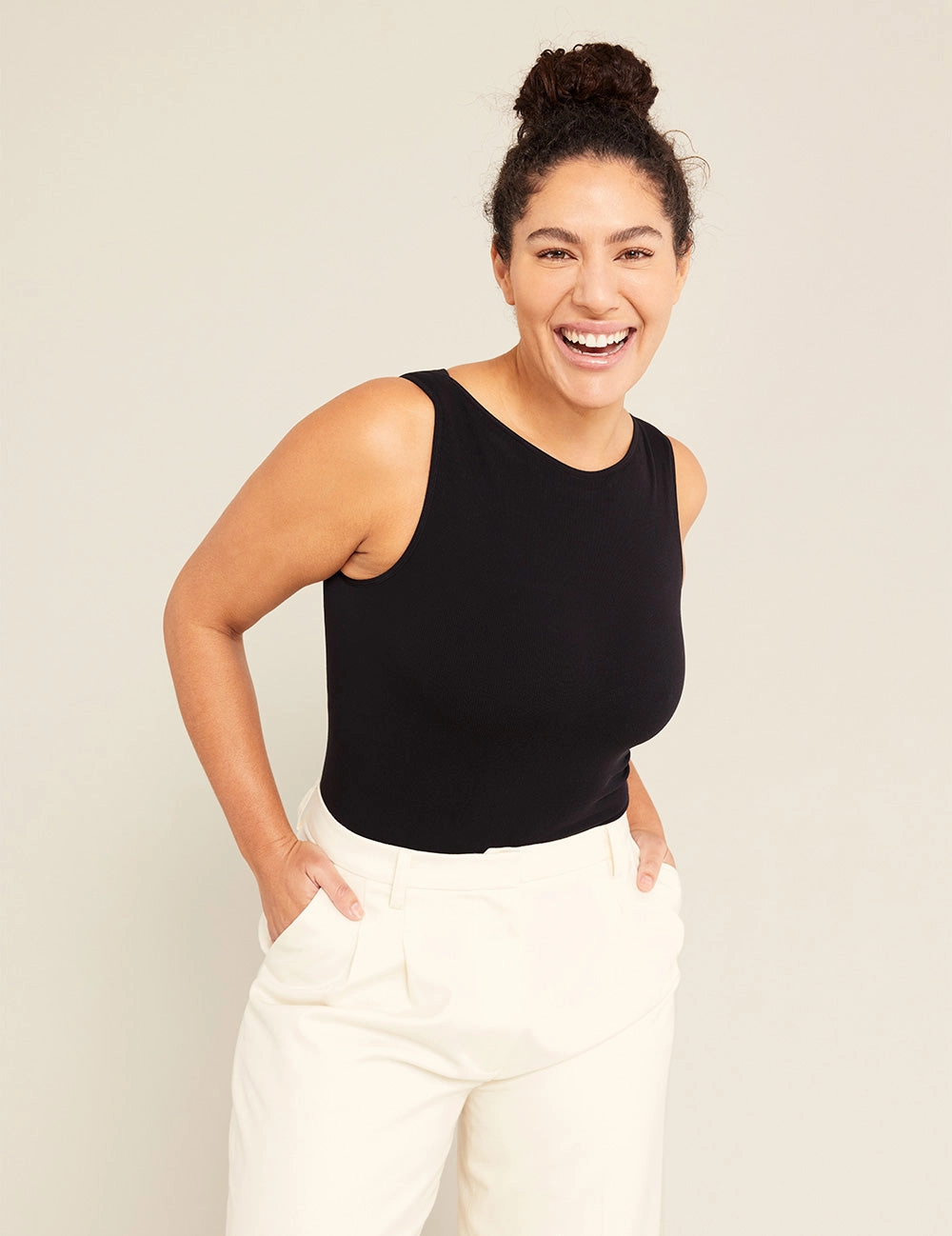 Ribbed Boat Neck Bodysuit - Black Utility Jacket