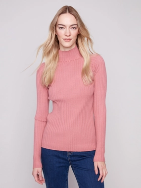 Ribbed Knit Mock Neck Sweater - Primrose Popular Choice