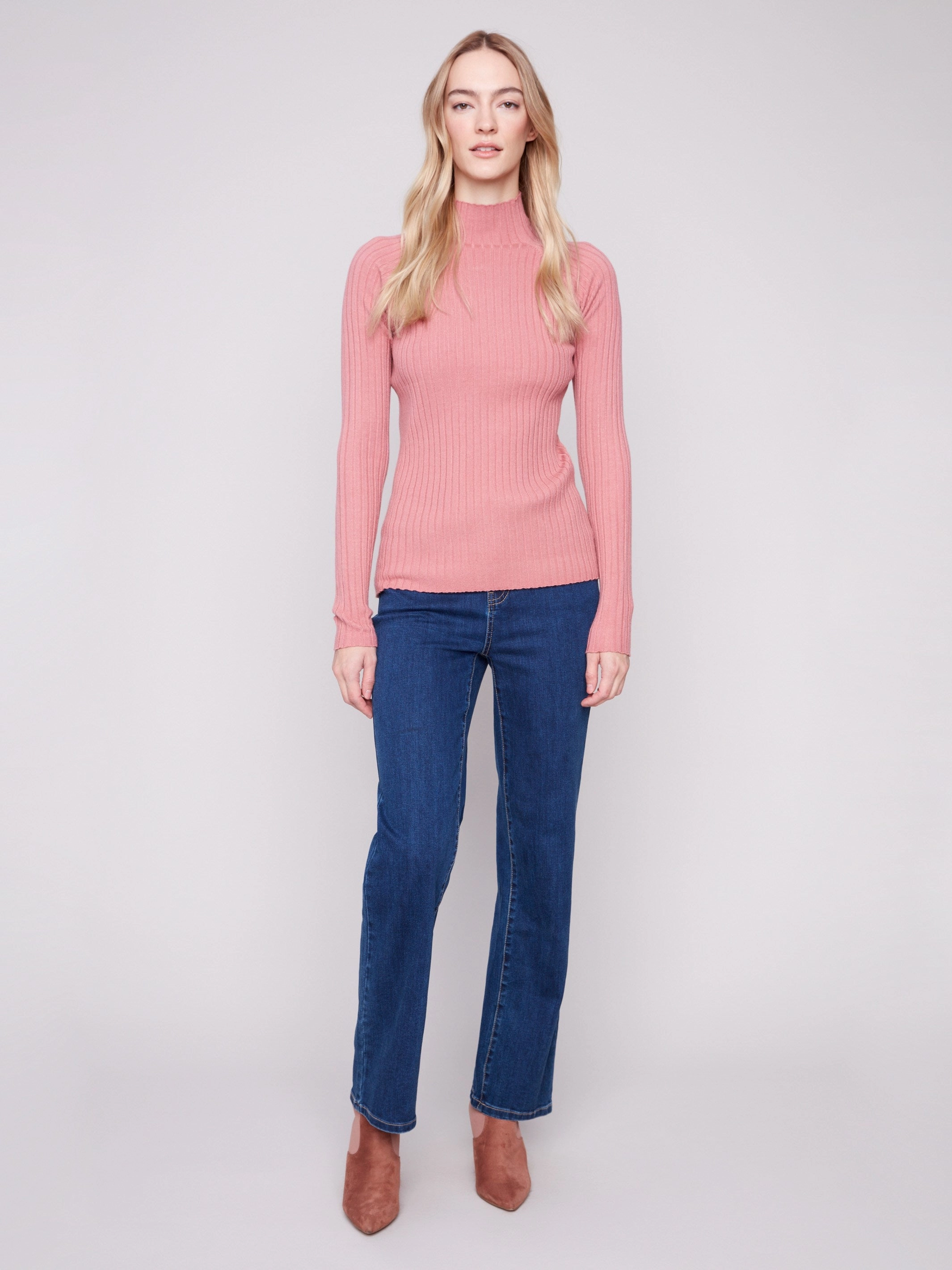 Ribbed Knit Mock Neck Sweater - Primrose Fire resistant