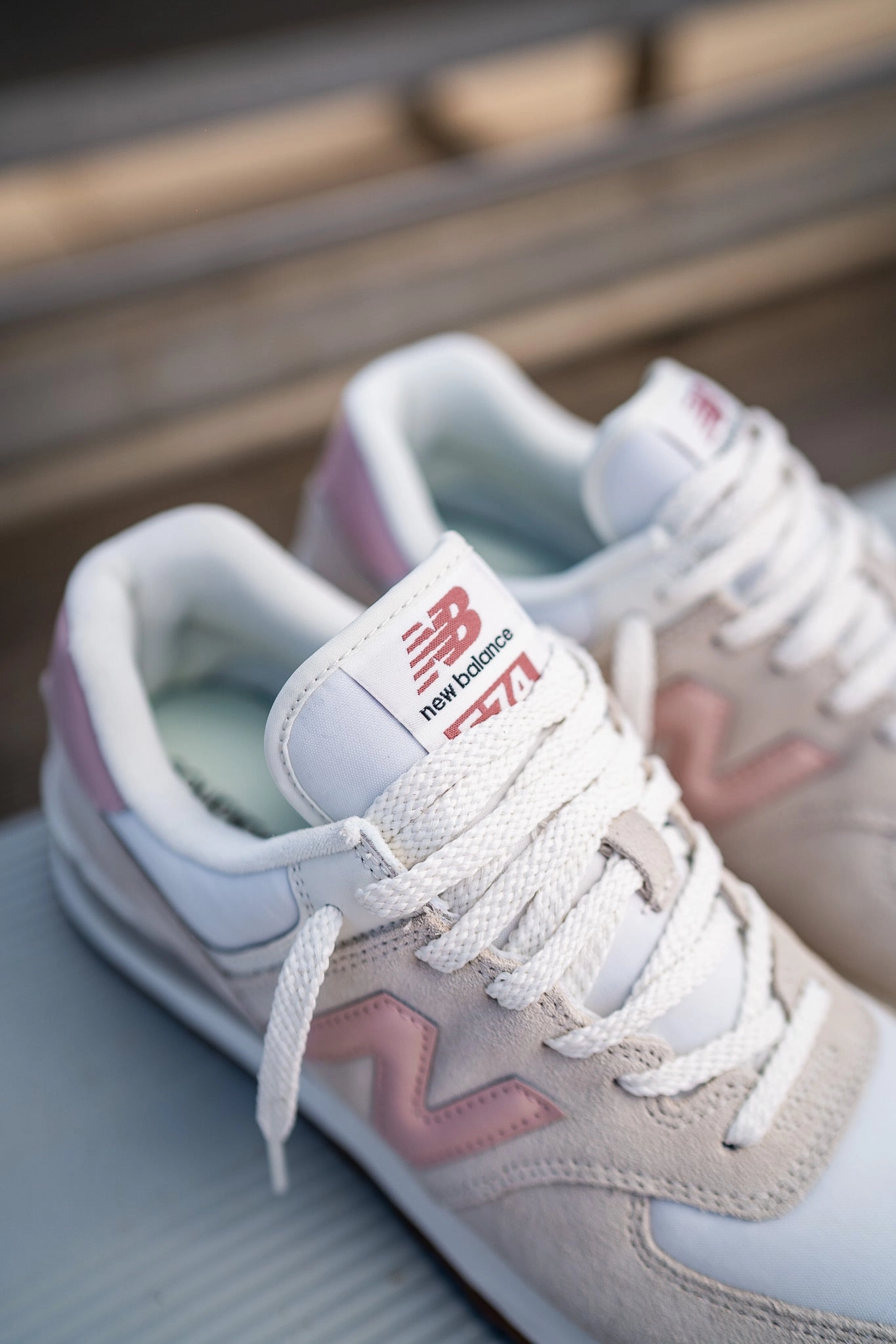 Mens New Balance 574 (White/Pink) - U574RE2 Modern Feel Split Toe Flex Zone
