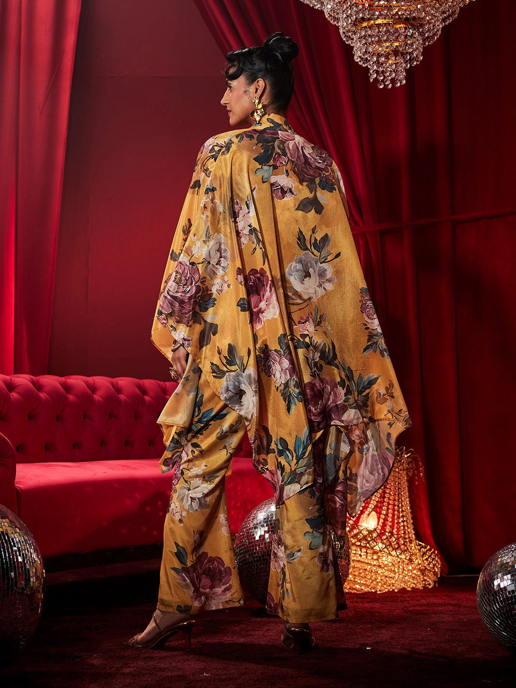 Rose Tiara Floral Bell Bottom Pants Beadwork