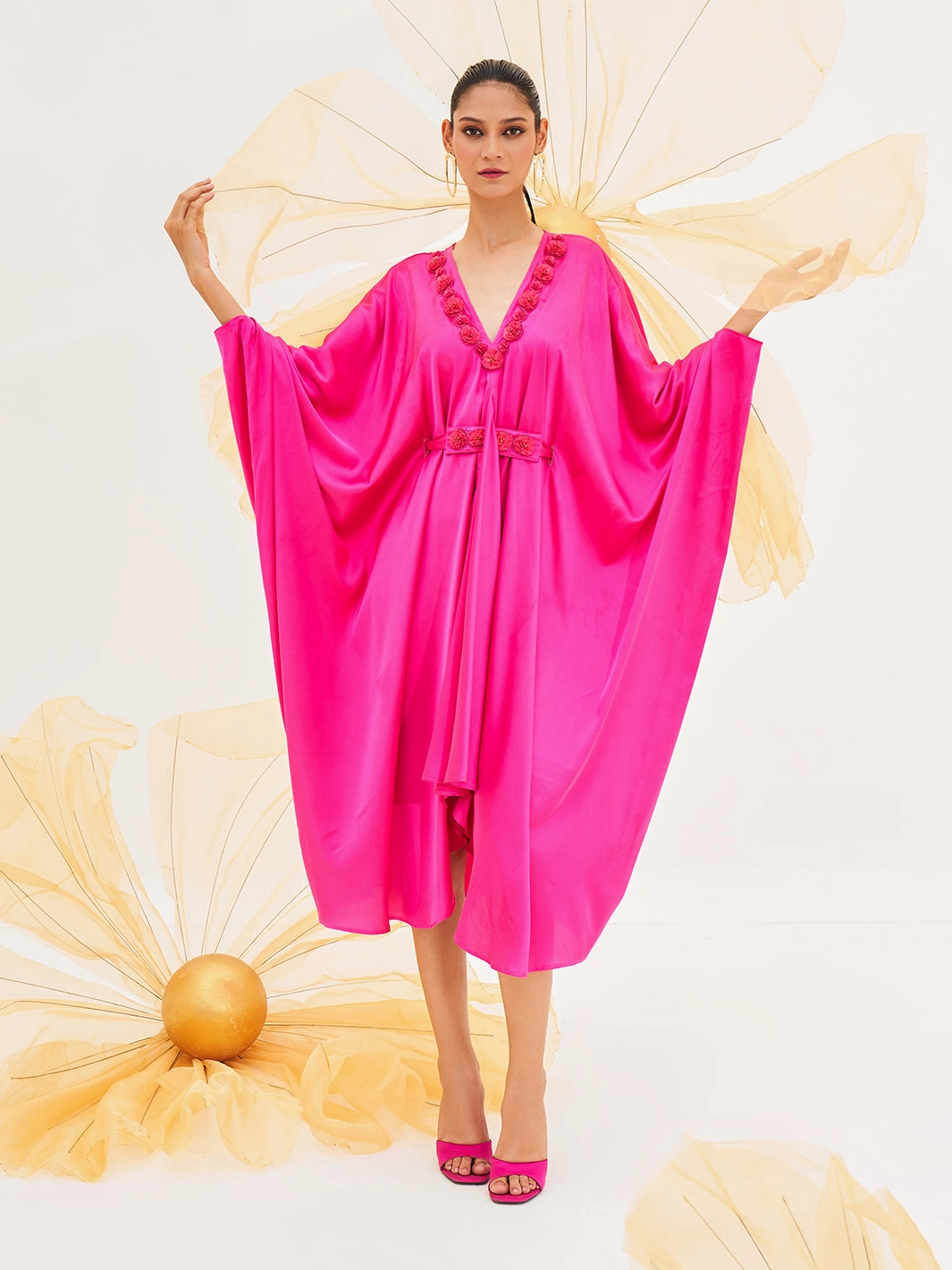 Roseate Kaftan Adjustable-Length Layered Wear
