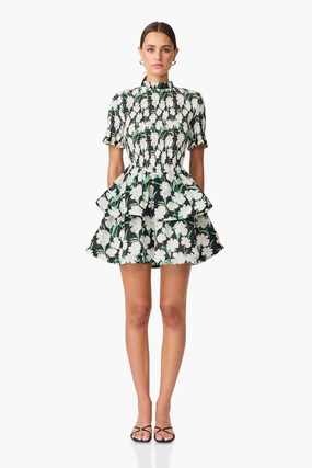 Rosey Short Sleeve Mini Dress in Black Floral Cozy and Comfortable Sharp Mood