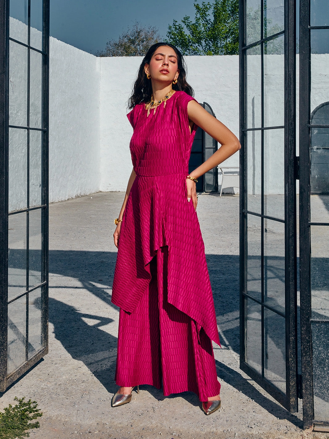 All-Purpose Wear Rosso Pleated Top