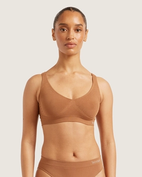 Non-Slip Comfort Smooth Lining Seamfree Crop Bra - Maple