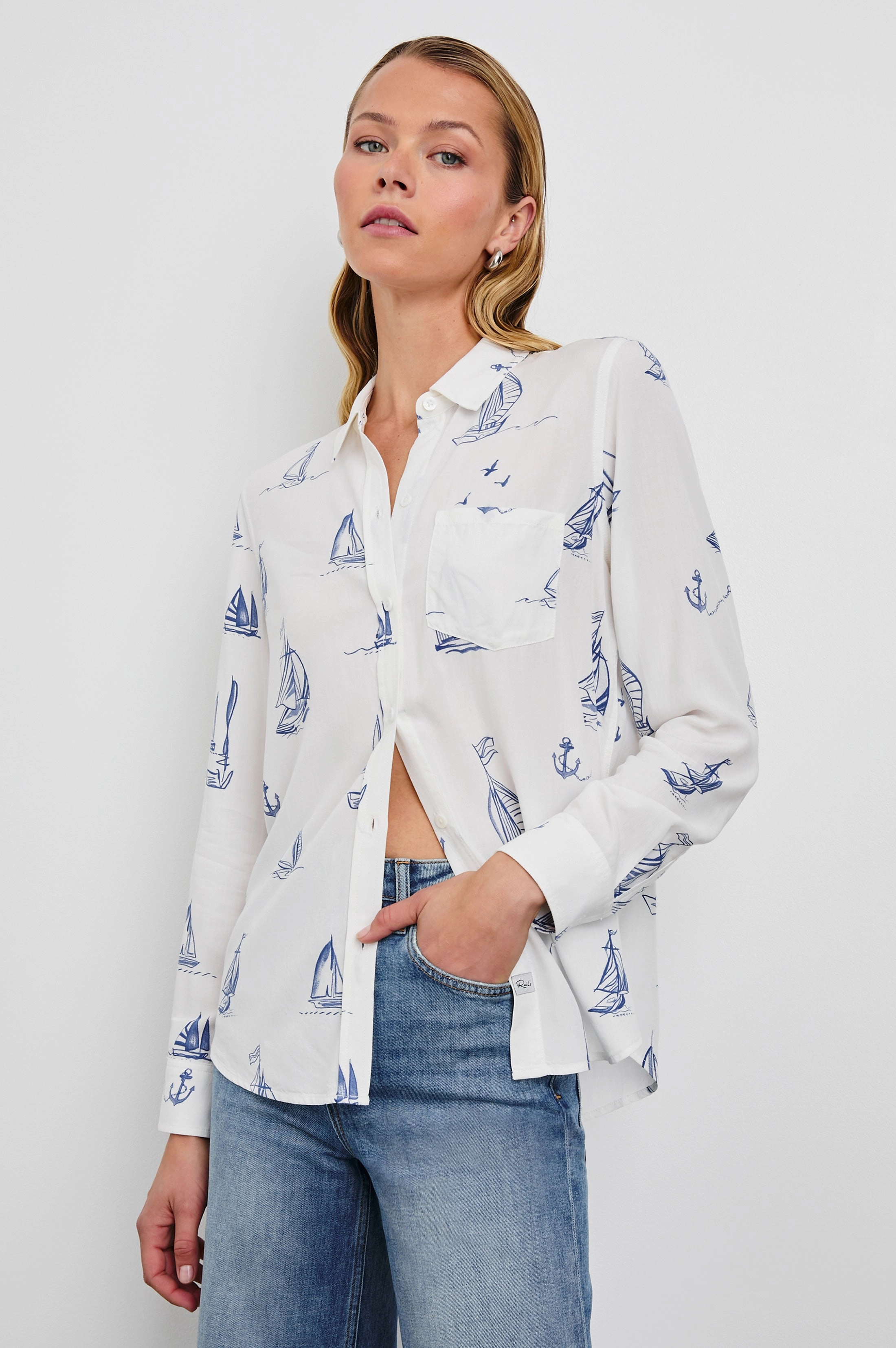 KATHRYN SAILBOATS LONG SLEEVE SHIRT Planet Glow