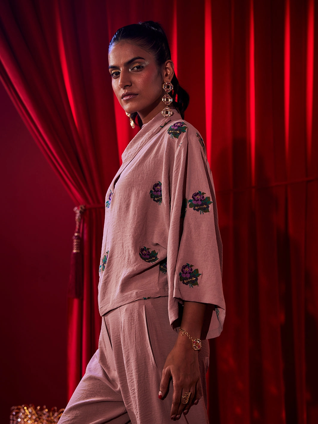 Calm Fit Diadem Floral Cross Stich Co-ord Set