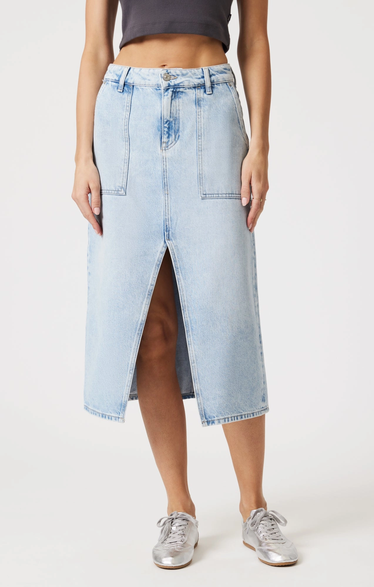 SAVINA BLEACHED DENIM SKIRT Elegant Coat TearResistant