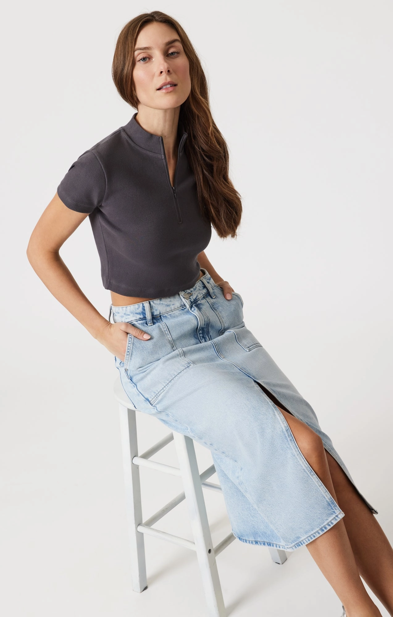 Vision Fit SAVINA BLEACHED DENIM SKIRT