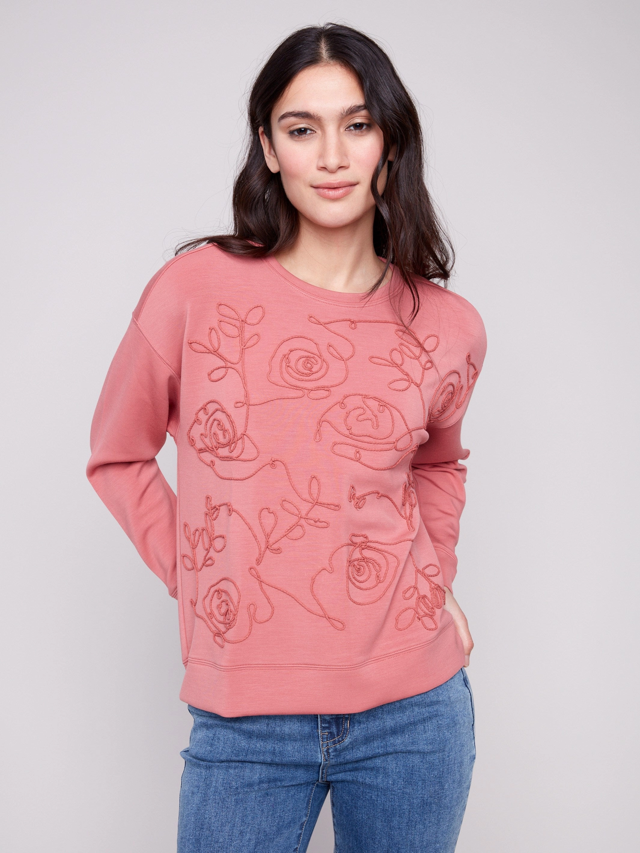 Scuba Knit Top with Soutache Detail - Primrose Interlock Knit