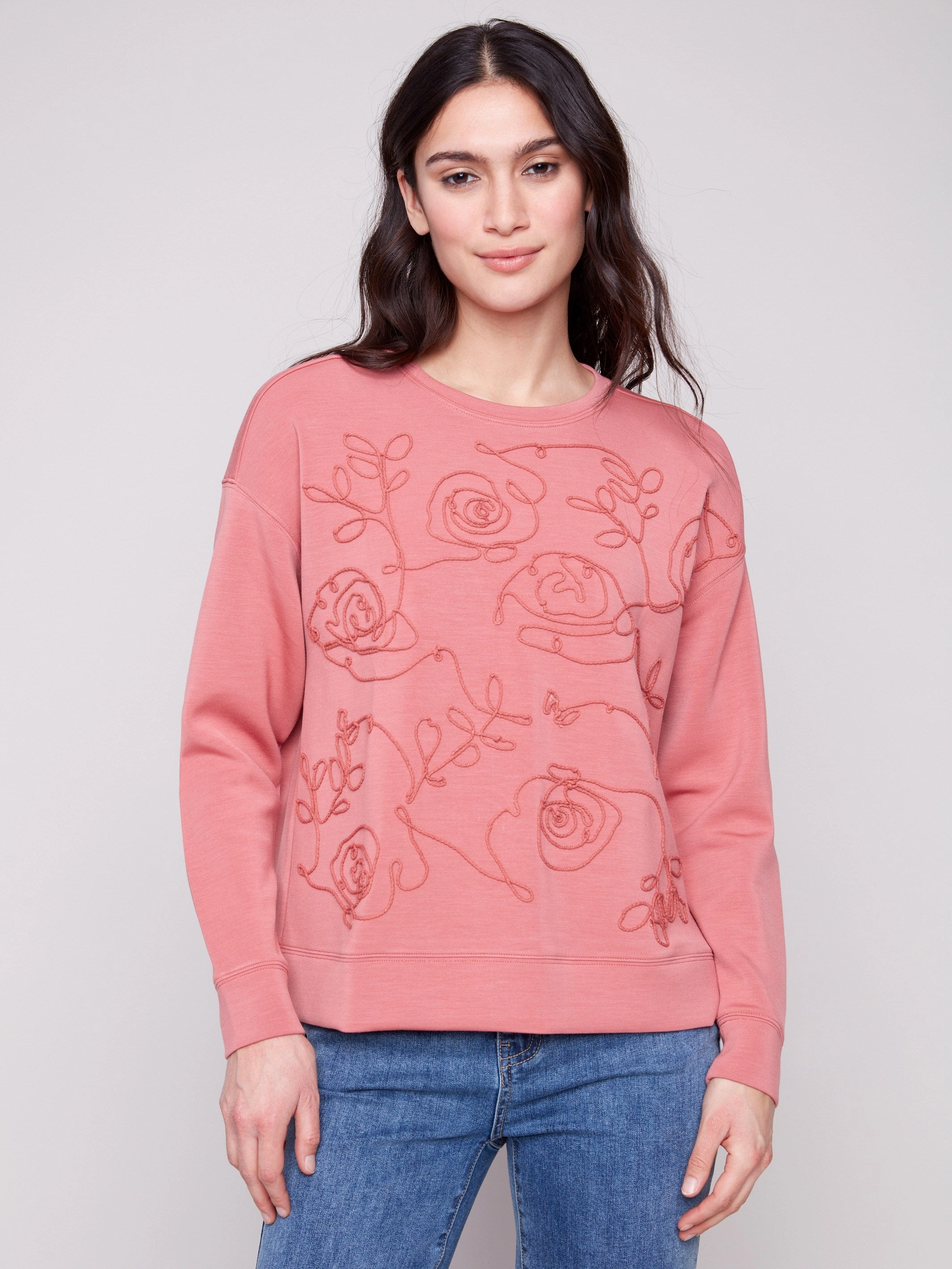 Scuba Knit Top with Soutache Detail - Primrose MultiPanel Design