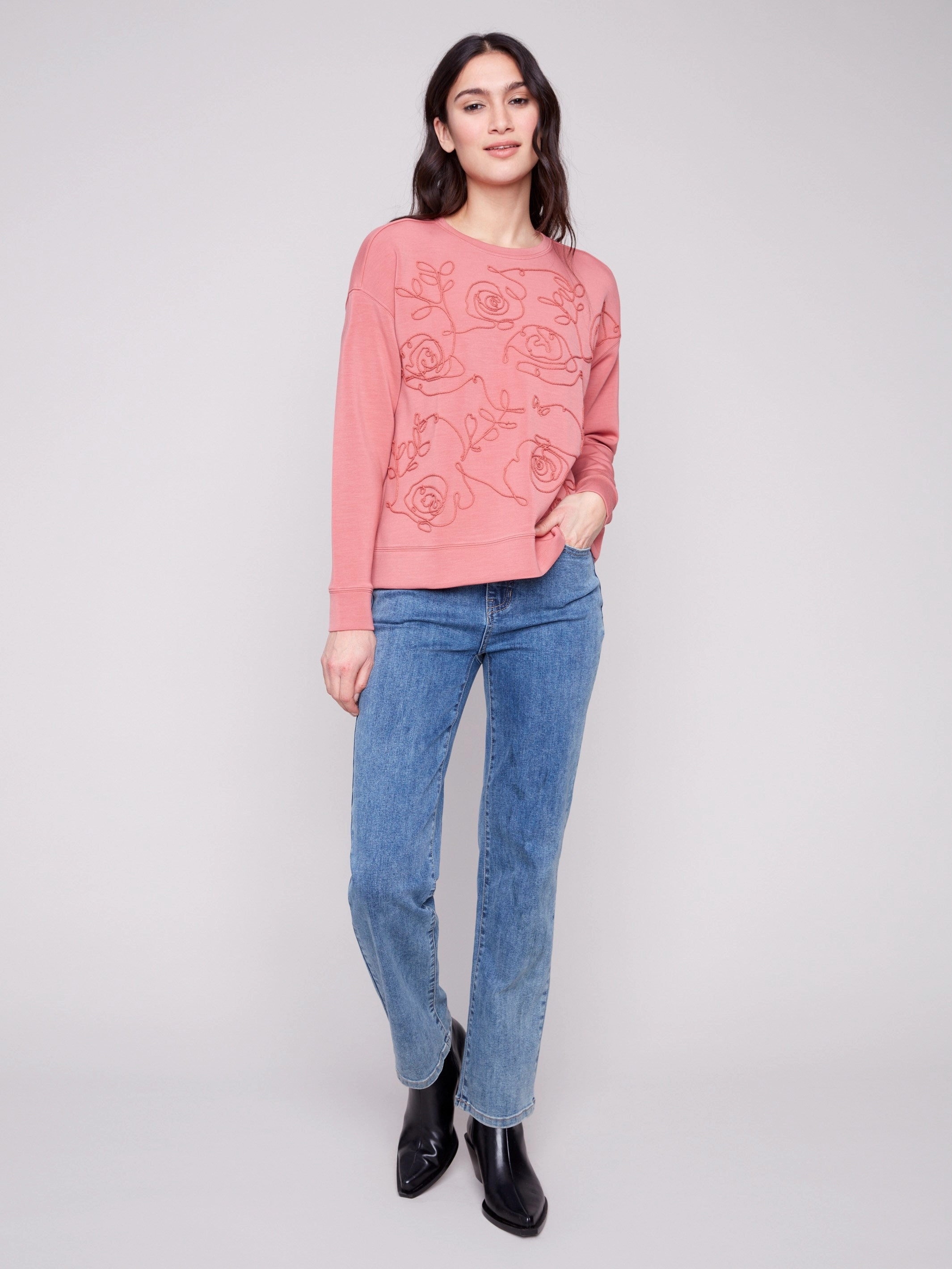 Scuba Knit Top with Soutache Detail - Primrose Breathable Construction
