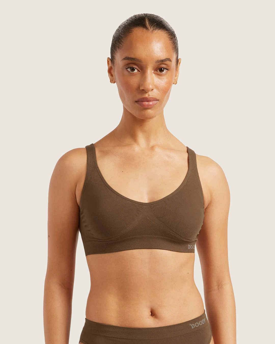 Cross Strap Support Seamfree Crop Bra - Clove