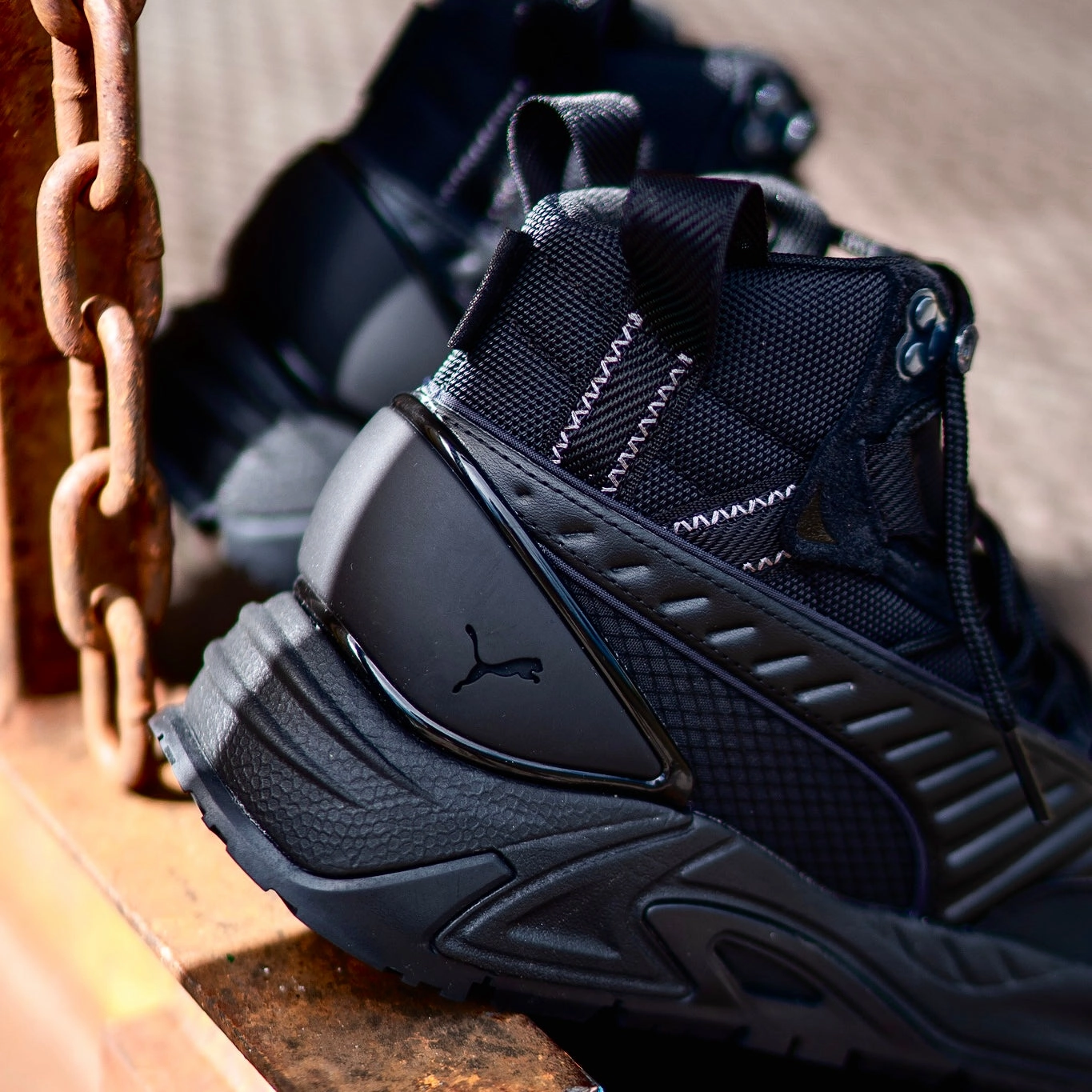 Mens Puma RS-Trck Mid Lifestyle (Triple Black) Recycled Padding