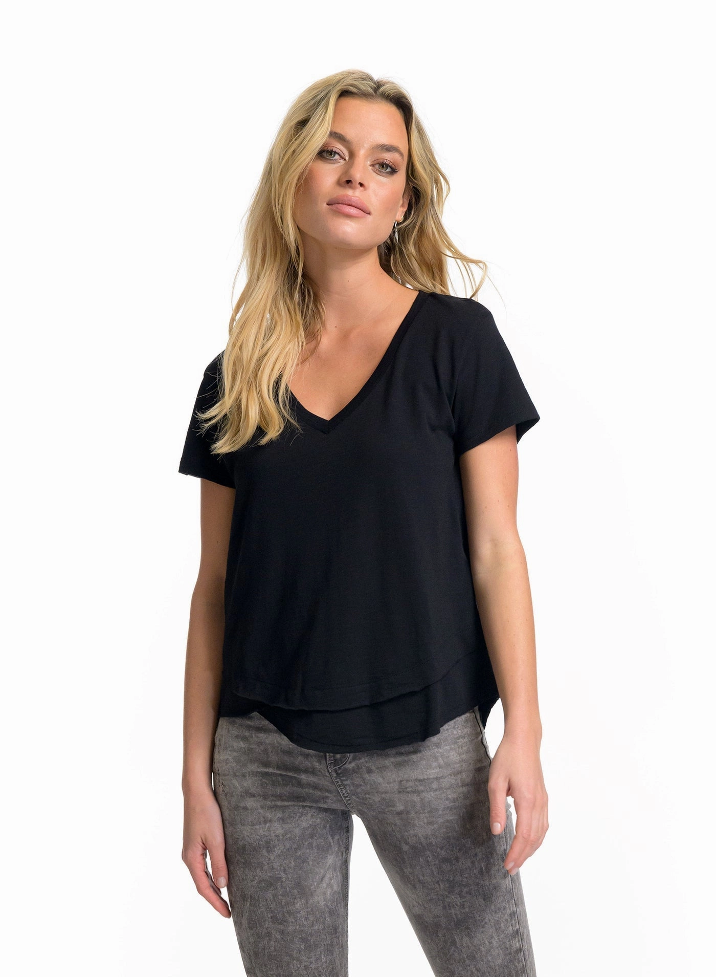 AVA V-NECK MOCK LAYER TEE Long Sleeve Shirt Heat Regulating Fabric