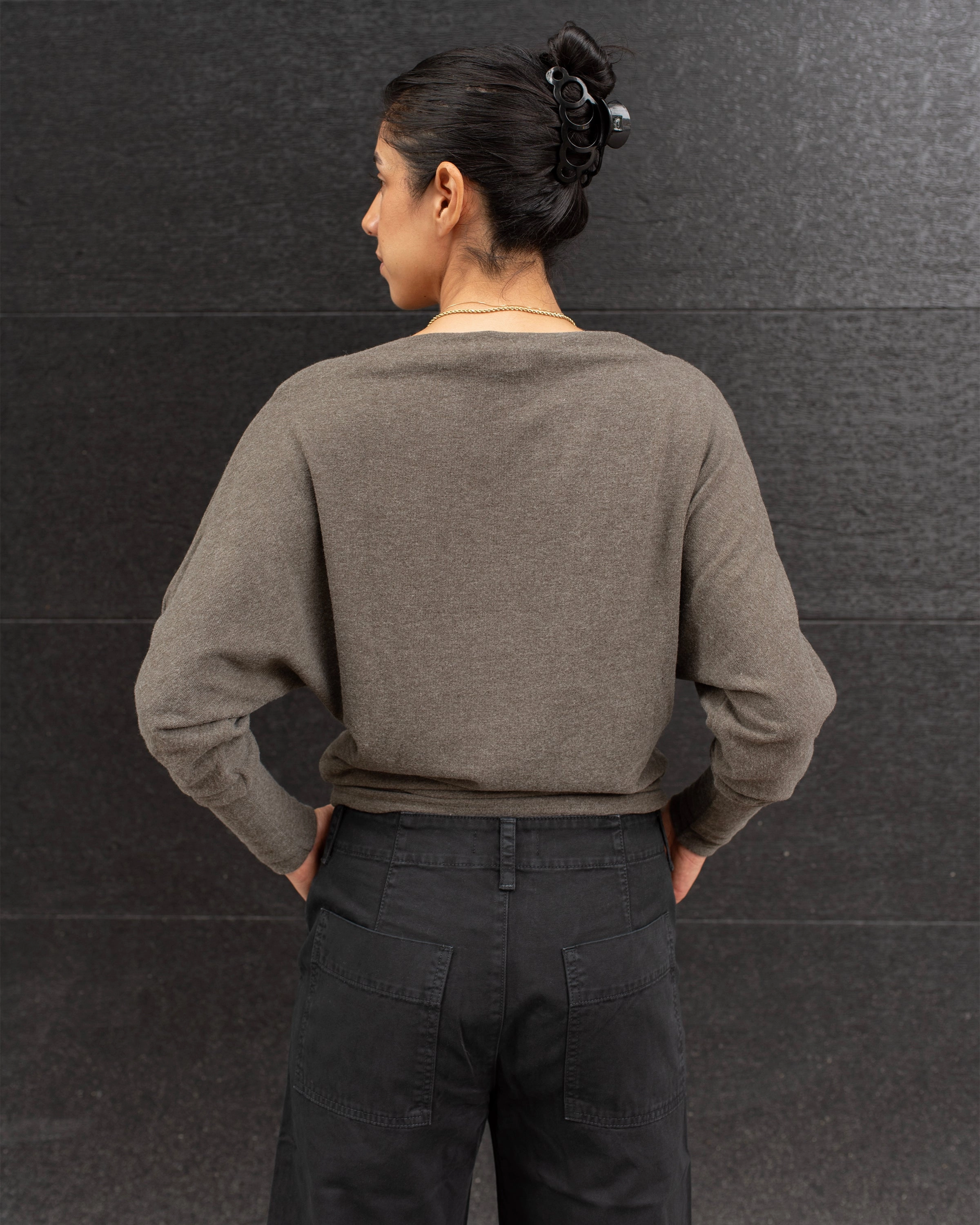 SELMY KASHMIR BOATNK KNIT TOP Washable fabric Thick Fiber