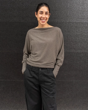 DoubleLayeredEdging SELMY KASHMIR BOATNK KNIT TOP