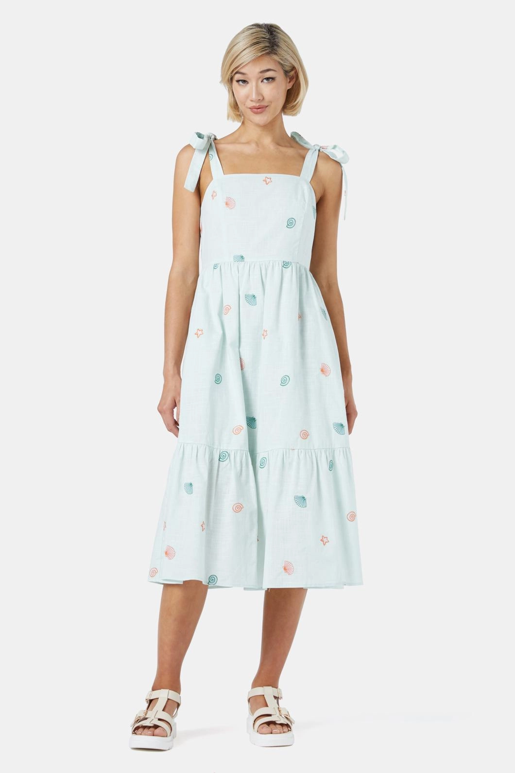 Shells Emb Midi Dress Weekend Favorite Tailored Waistband