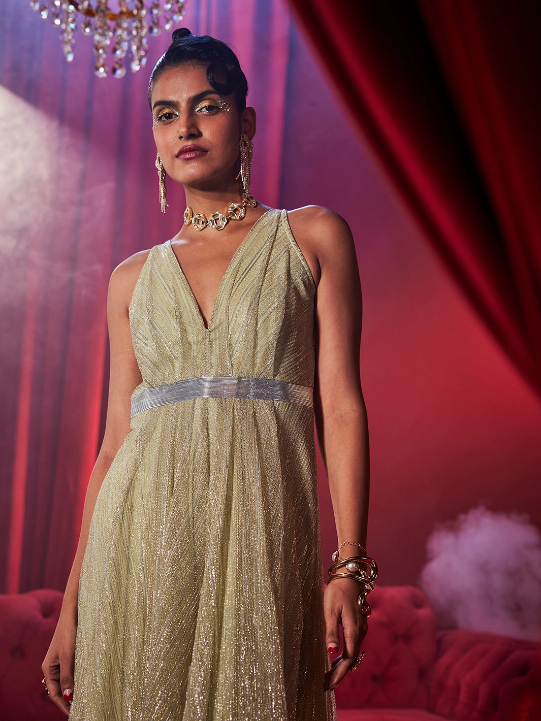 Smart touch Shimmer Glitz Gown - Golden