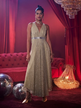 Shimmer Glitz Gown - Golden Pop Texture