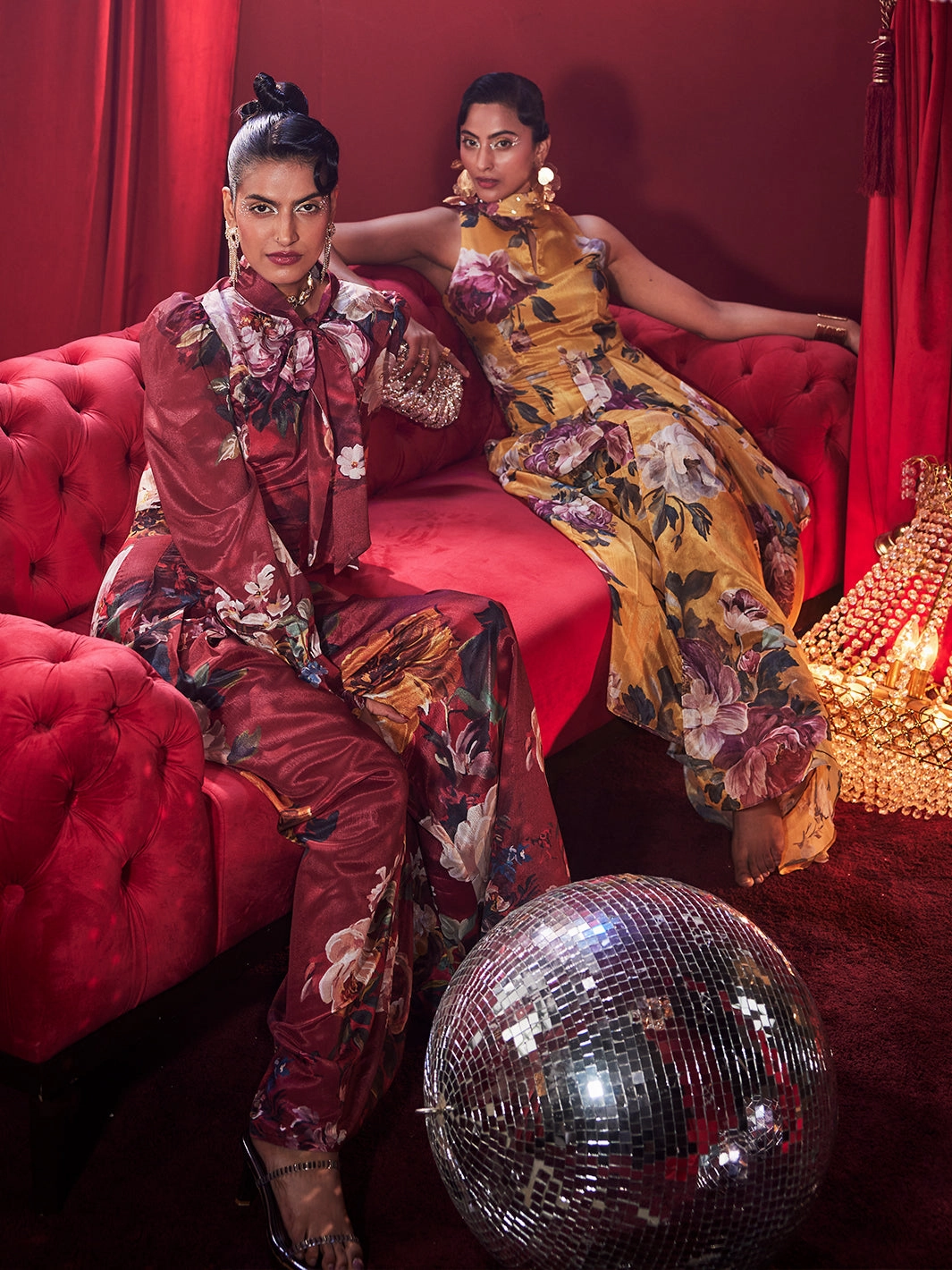 Signora Floral Drape Gown Edge Detail