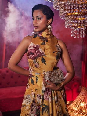 Signora Floral Drape Gown Perfectly Tailored Urban Favorite