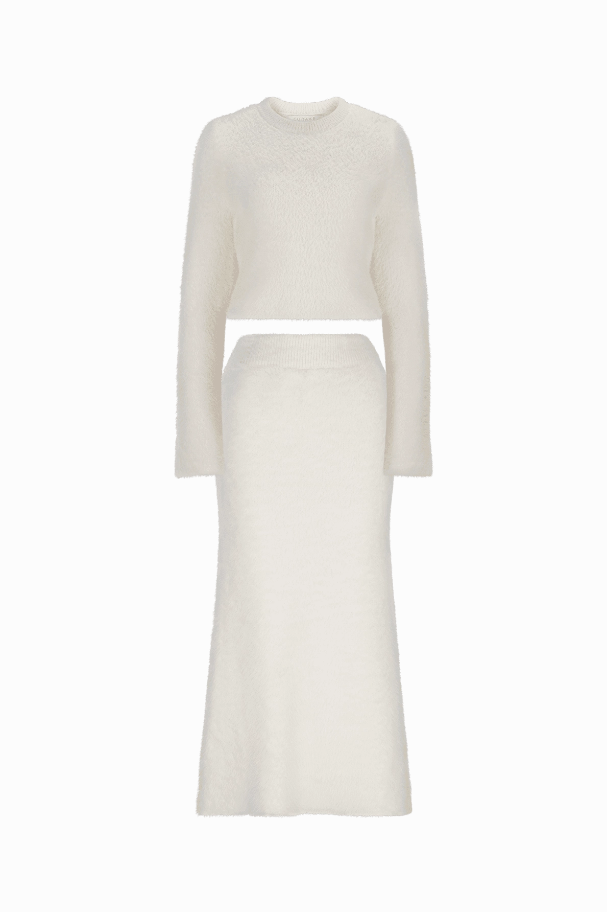 CURAAE Carrie Knit Set in White Classic Mood Subtle Glam