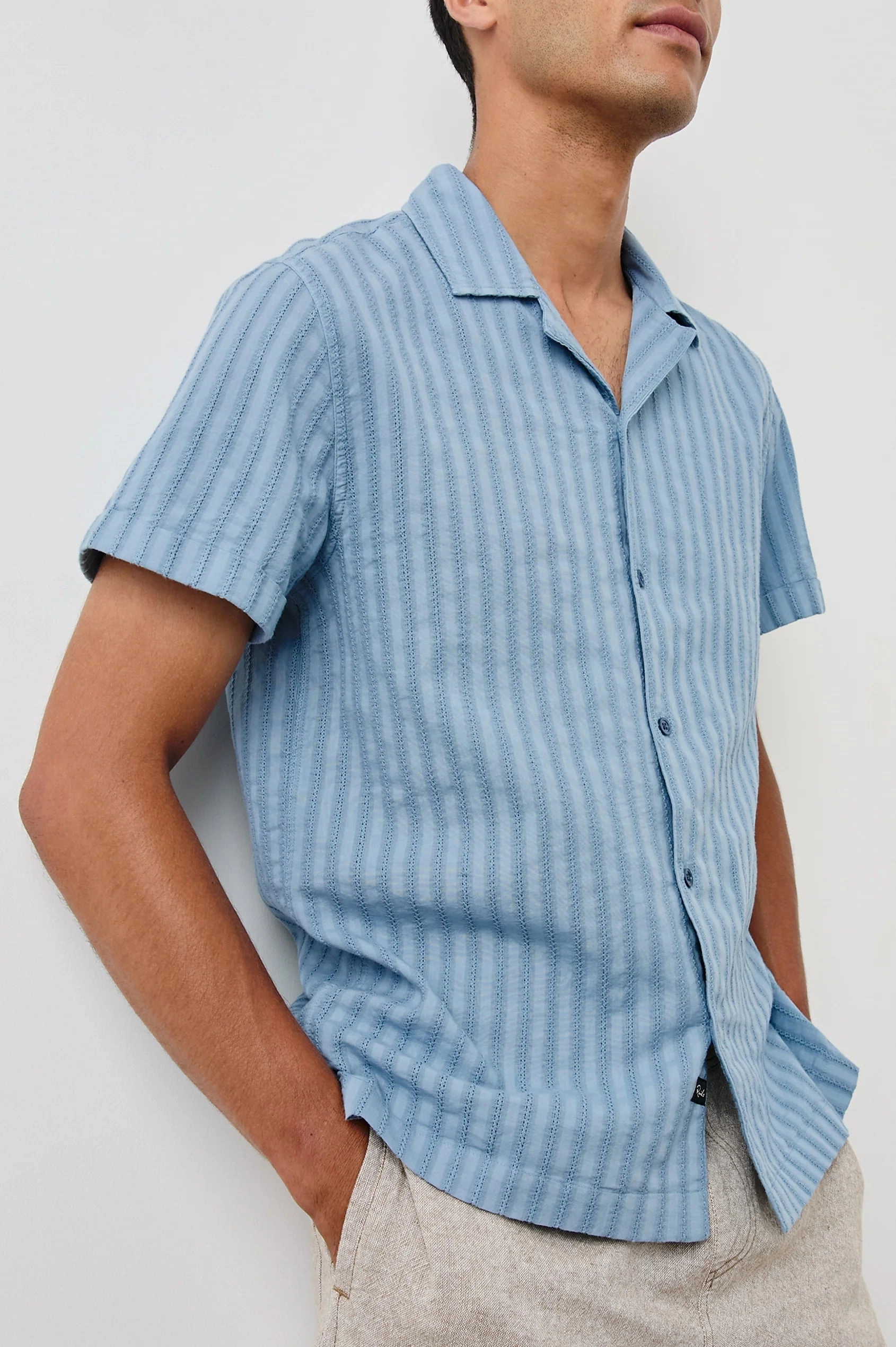 DoubleLayered Summer Wear SINCLAIR FADED TONAL STRIPE SHORT SLEEVE SHIRT