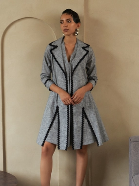 Slate Lace Jacket Dress Co-ord Set Texture Rich