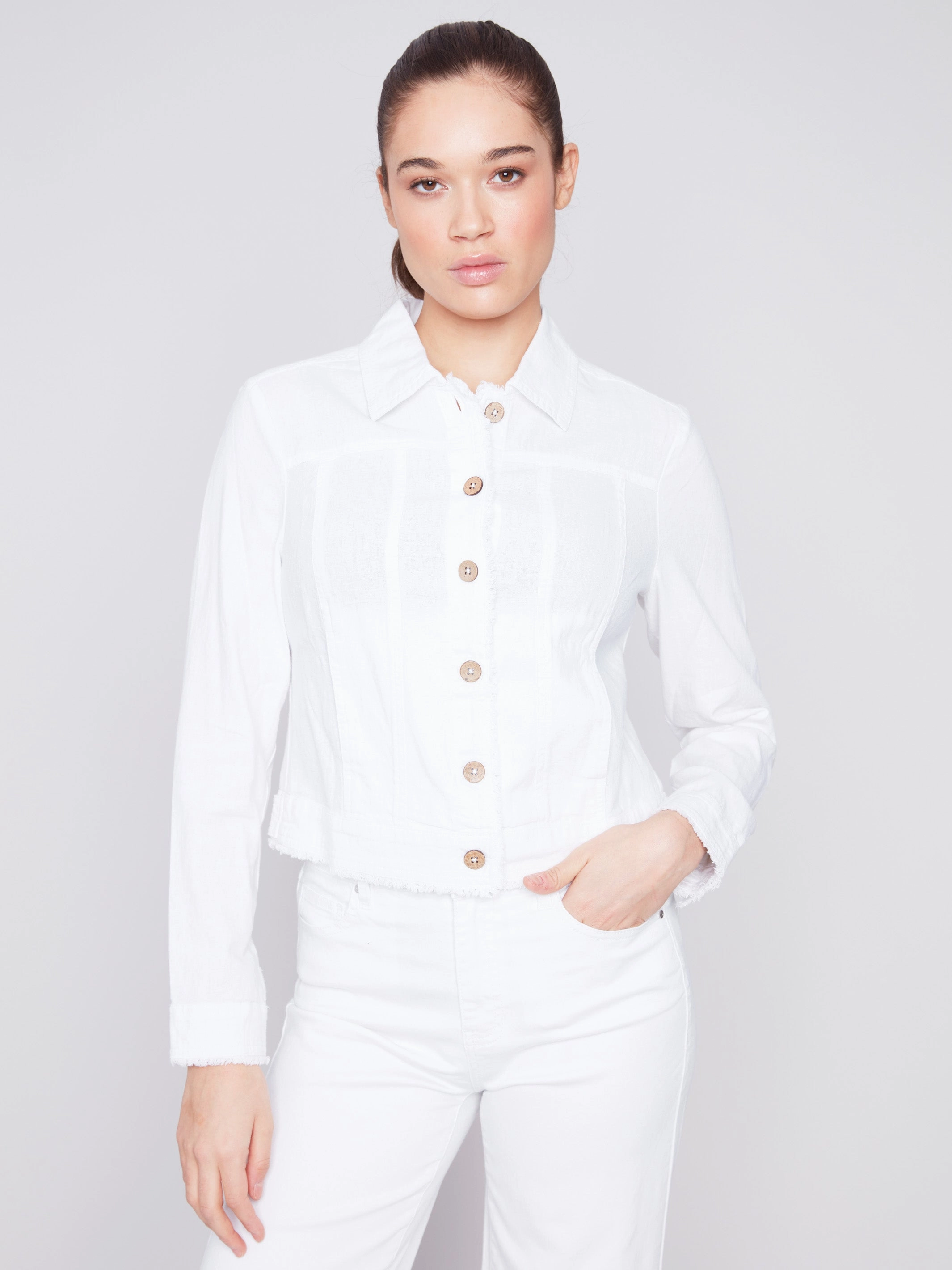 Linen Blend Jacket - White MoistureWicking Technology