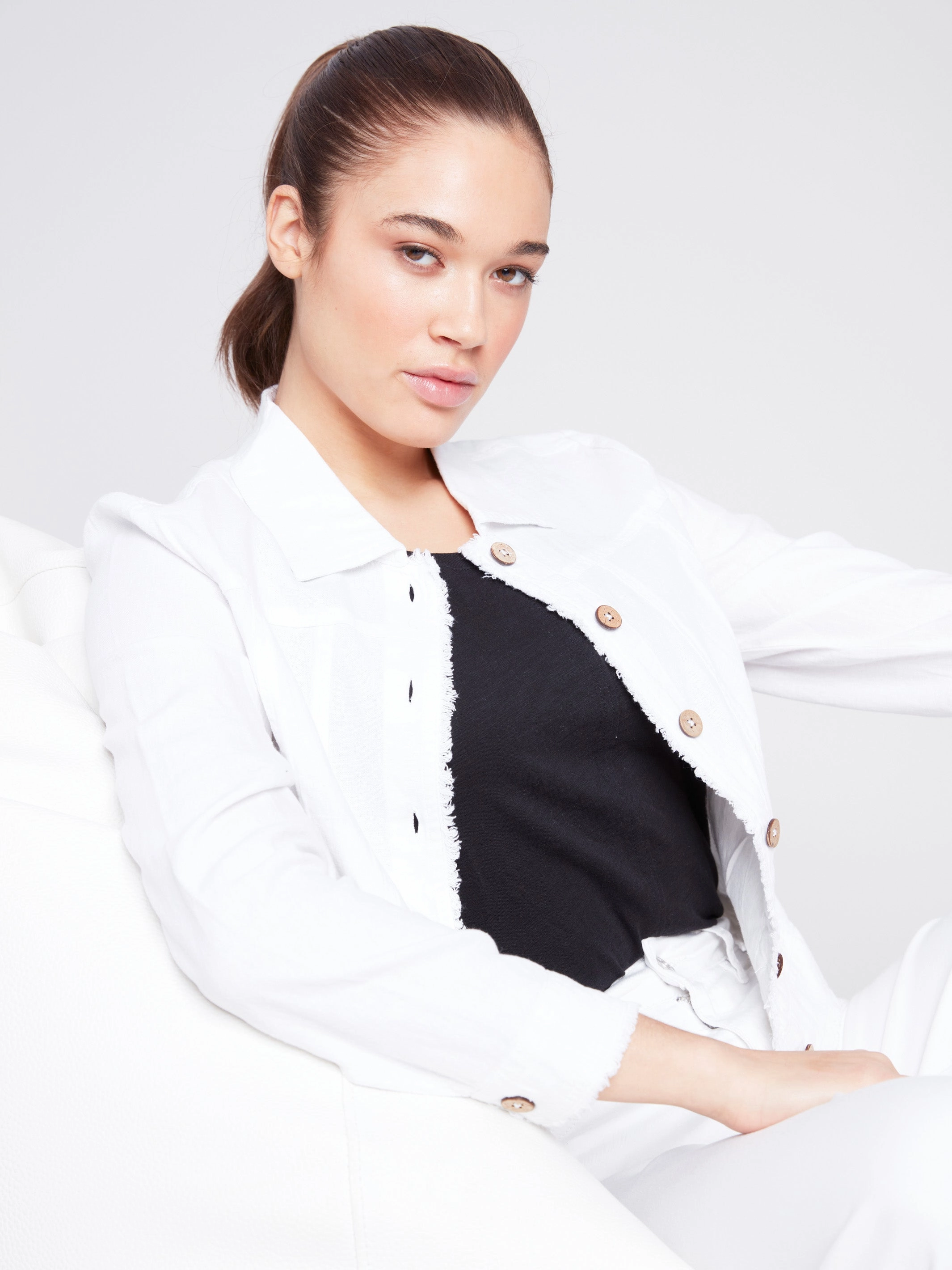 Linen Blend Jacket - White Anti Pilling Surface