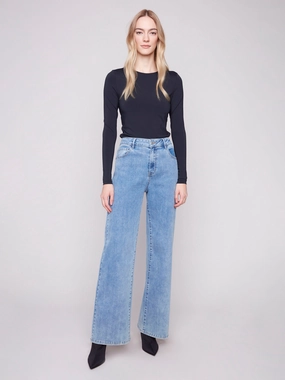 Trendy Choice Smart Basic Chloe Wide Leg Jeans - Light Blue