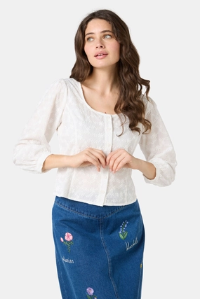 Lily Broidery Top retro look Odor Resistant