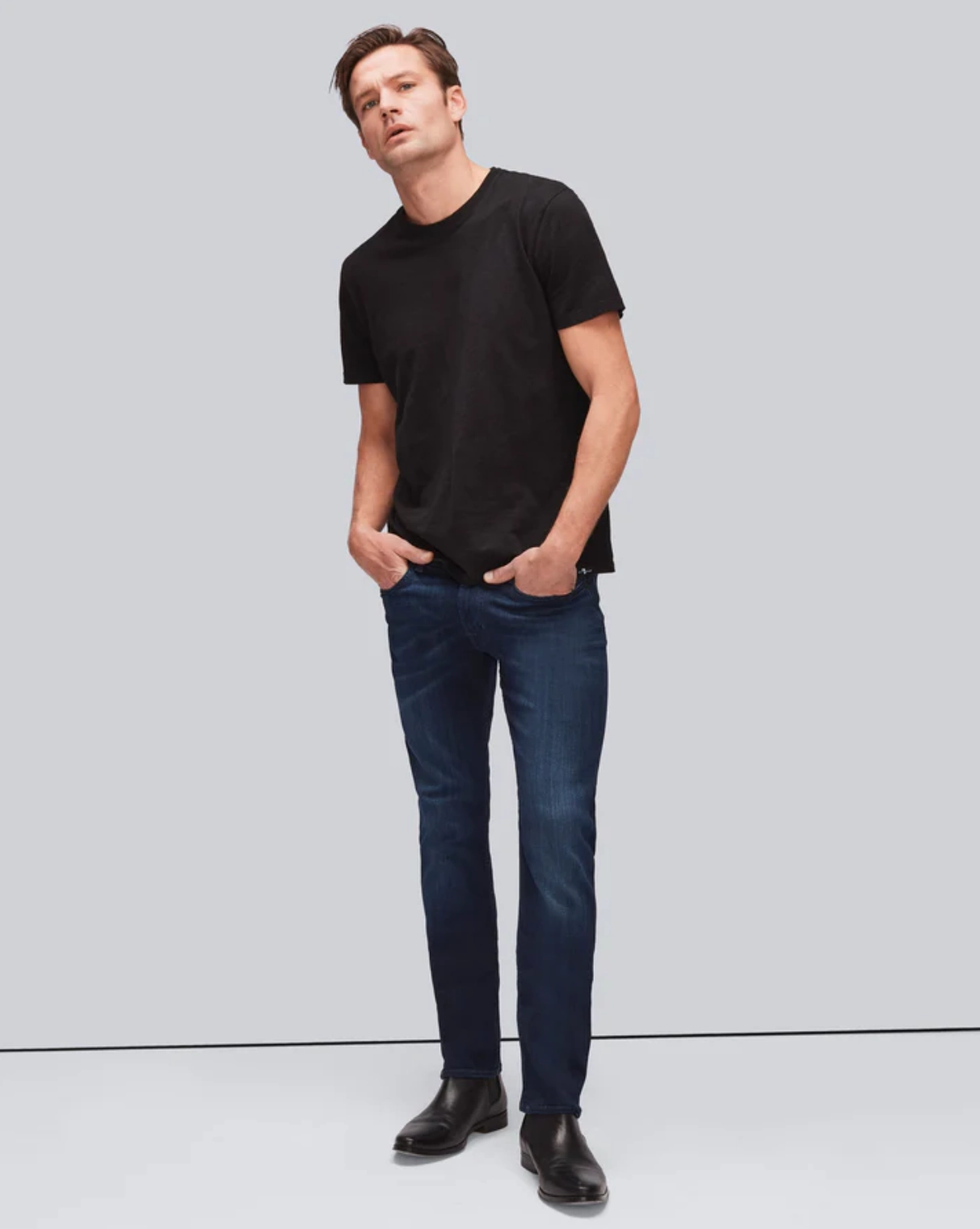 Organic Cotton Material Suitable Fit SLIMMY SLIM STRAIGHT CLEAN POCKET IN DEEP BLUE