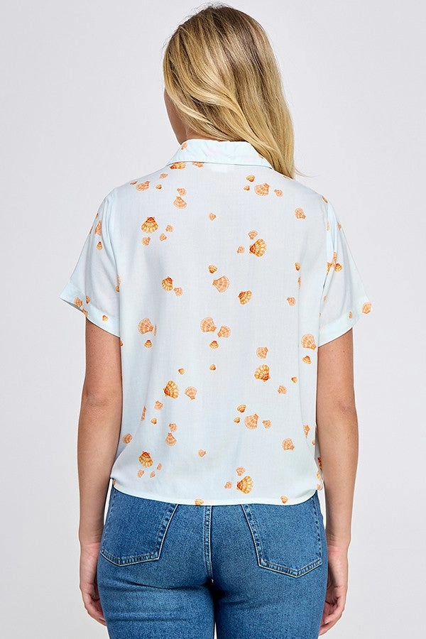 breathable materials SHELL PRINT SHORT SLEEVE SHIRT