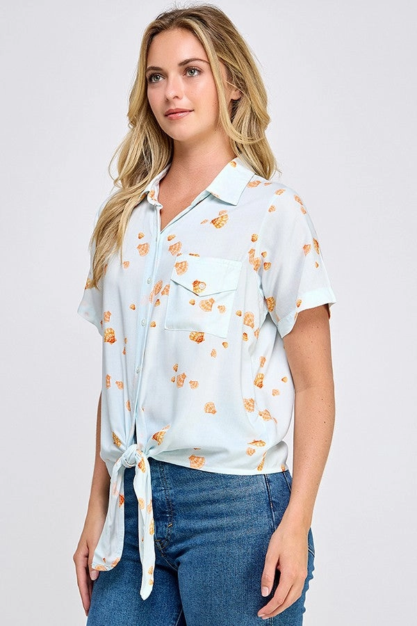 QuickPackable Design SHELL PRINT SHORT SLEEVE SHIRT
