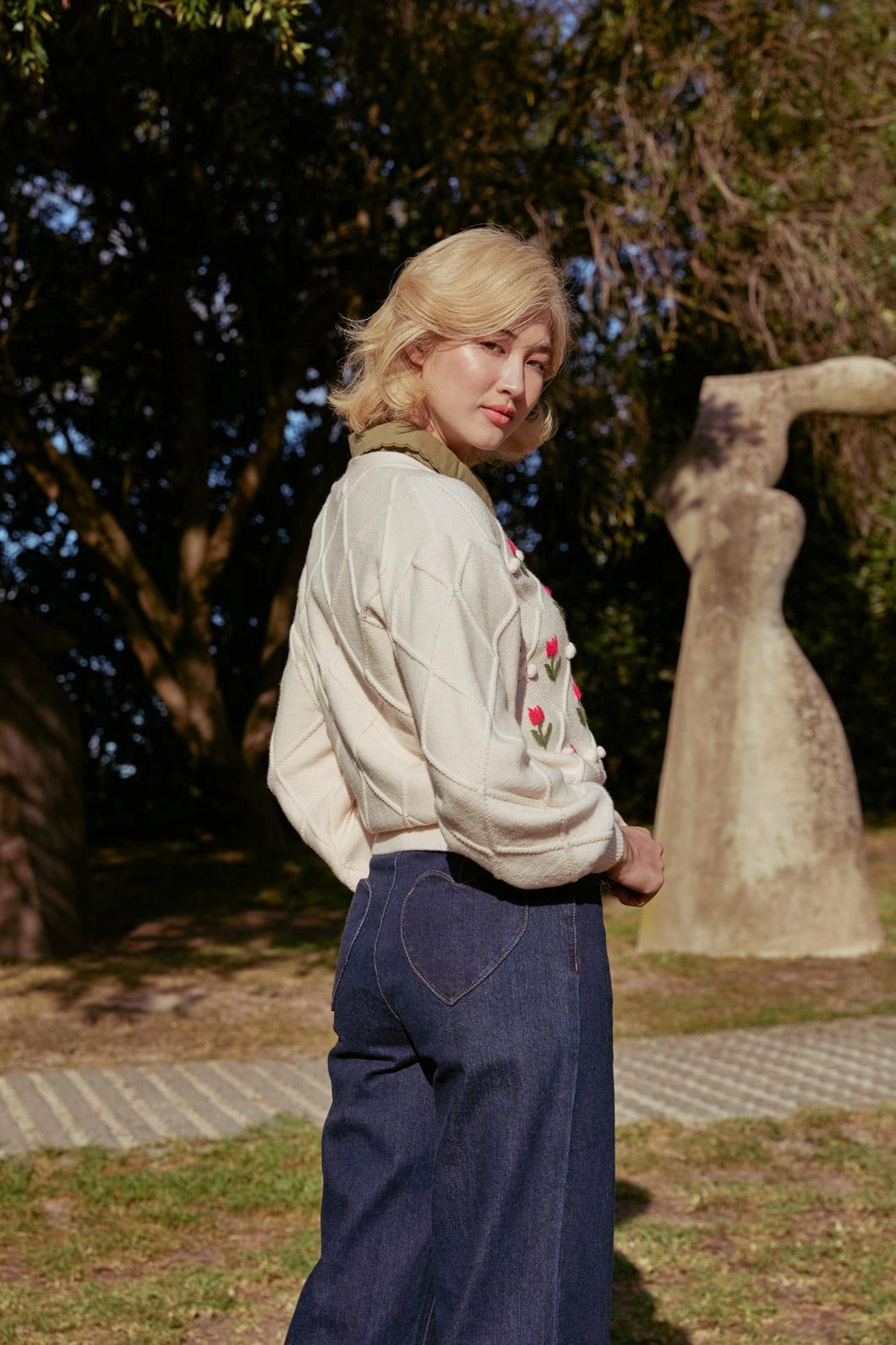 Morning Stroll Streetwear Fan Fresh Attire Sweet Heart Denim Jean