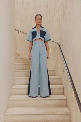 CURAAE Hugo Crop Top in Denim Coastal Chic