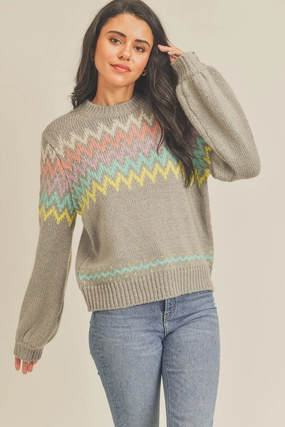 MULTICOLOUR ZIG ZAG STRIPE SWEATER Warm Fashion