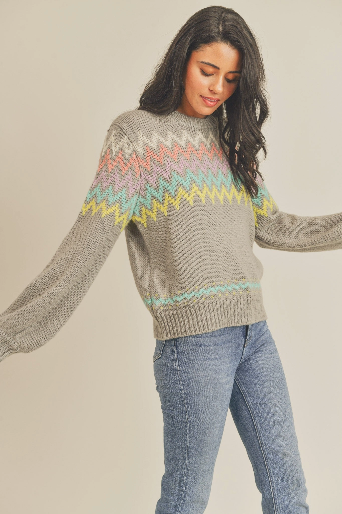 Future Edge MULTICOLOUR ZIG ZAG STRIPE SWEATER
