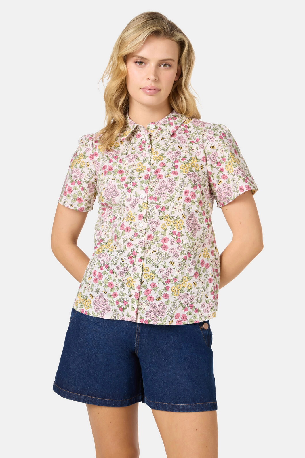 Libby Bee Ditsy Shirt Reinforced Shoulder Panels Relaxed Look