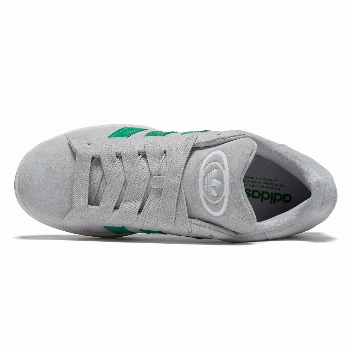 Molded TPU Stabilizer Microfiber Overlays Adidas Campus 00s Shoes - Grey/Green/Off White