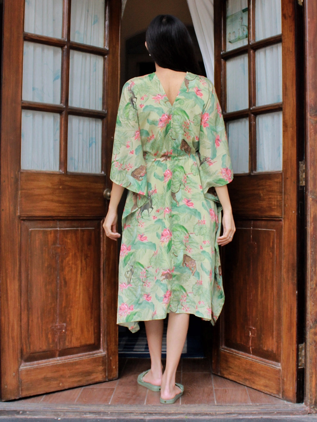 Mood Glow Tropical Drawstring Kaftan